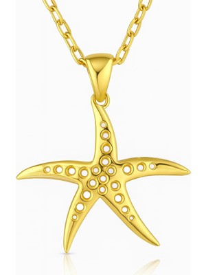 DMR Elegance 925 Ayar Deniz Yıldızı Figürlü Altın Kaplama Gümüş Kadın Kolye