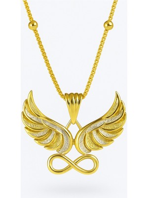 DMR Elegance 925 Ayar Melek Kanadı Sonsuzluk Figürlü Altın Kaplama Gümüş Kadın Kolye