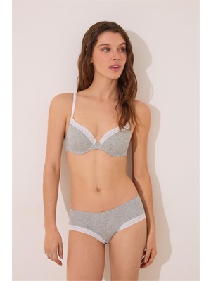 Women Secret Gri Dantel Detaylı Hipster Külot