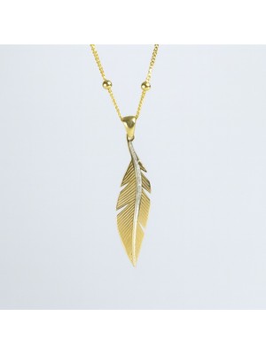 DMR Elegance 925 Ayar Tüy Figürlü Altın Kaplama Gümüş Kadın Kolye