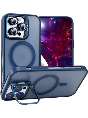 Velvoria iPhone 14 Pro Max 6.7" Cyrenn Magsafe Kılıf + Lens Koruyucu Gece Mavisi