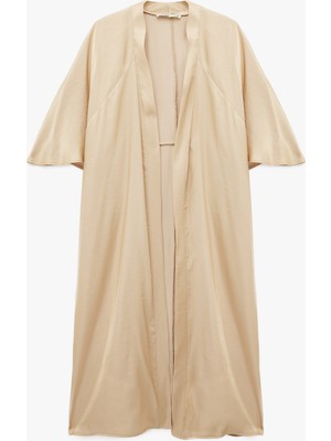 Koton Rahat Kalıp Geniş Kol Uzun Saten Kimono Ceket