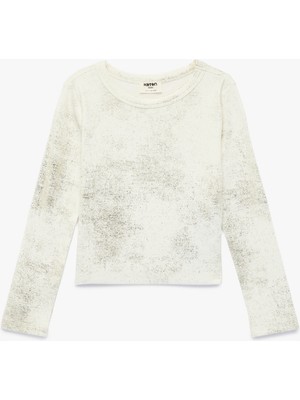 Koton Sim Detaylı Uzun Kollu Bisiklet Yaka Pamuklu Bluz