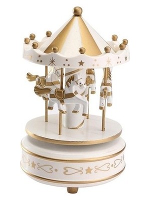 Bsre Atlı Karınca Figürlü Müzik Kutusu (Gold Beyaz Renk)