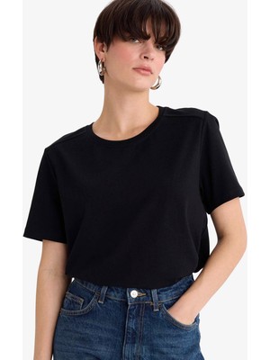 DeFacto %100 Pamuk Regular Fit Bisiklet Yaka Basic Premium Kısa Kollu Tişört A9428AX26SP