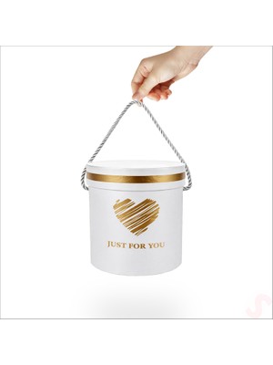 Süsle Bebek ve Parti Just For You Silindir Hediye Kutusu 13 cm Küçük Boy – Beyaz