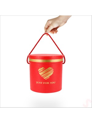 Süsle Bebek ve Parti Just For You Silindir Hediye Kutusu 13 cm Küçük Boy – Kırmızı