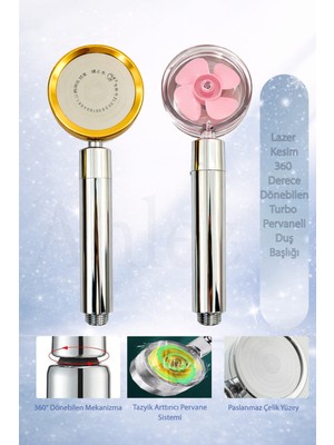 Ahlez Turbo Pervaneli 360 Derece Dönebilen Tasarruflu Duş Başlığı
