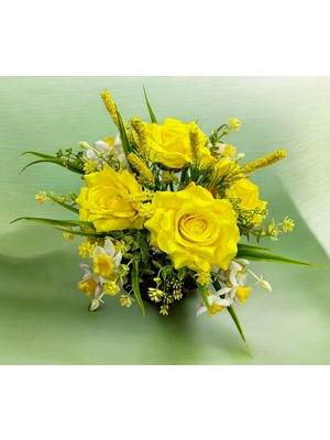 Sedosh Home Vision Arı Nergis ve Gül Aranjmanı 25X25X25 Dekoratif Yapay Çiçek