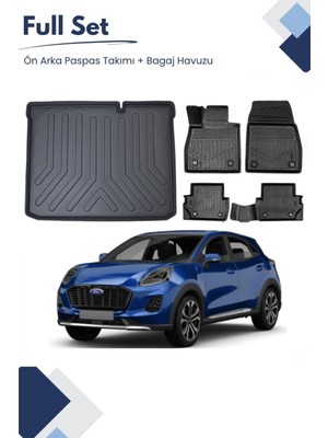 Ford Puma 2025 Model Tam Uyumlu Paspas+Alt Bagaj Havuzu Seti