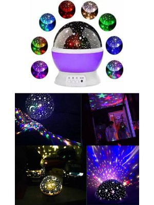 Astraltech Renkli Yıldızlı Gökyüzü Projeksiyon Gece Lambası Pilli ve USB Kablolu