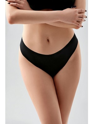 New Bra Kadın String Lazer Kesim Slip Külot | Siyah 9207