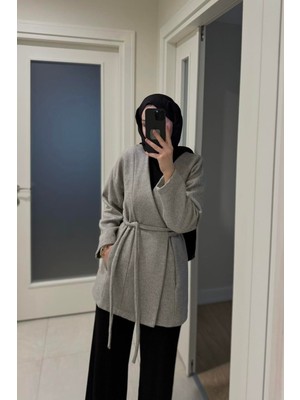 Merve Gültekin Herringbone Kaşe Ceket Gri