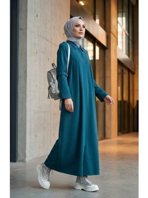 Iki Iplik Fermuarlı Spor Ferace 71170-04 Petrol