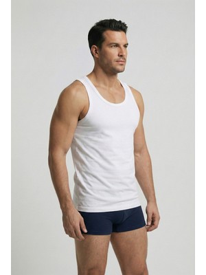 MAKSFD 3'lü %100 Pamuklu Erkek Beyaz Askılı Atlet