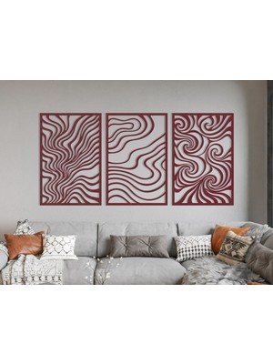 3 Parça Modern Geometrik Ahşap Duvar Tablosu Seti – Dekoratif Mdf Tablo