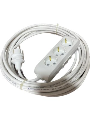 İNWATT  Üçlü 10 Metre 3x1,5 %100 Bakır Uzatma Kablosu(Ufo,fırın,kettel,bulaşık Makinesi)
