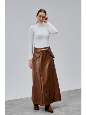 Bolivente Kahverengi Deri Etek