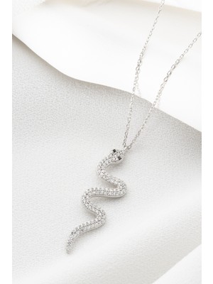 Two Arts Kadın 925 Ayar Gümüş Yılan Figürlü Kolye | Hediye Kutusunda