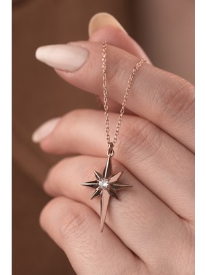 Two Arts Kadın 925 Ayar Gümüş Kuzey Yıldızı Kolye | Hediye Kutusunda