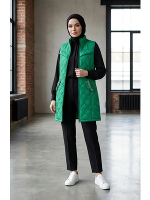 Sefa Merve Kapitone Yelek 4949-02 Yeşil