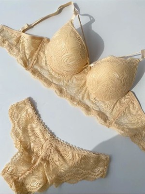 Nariya Kadın Tek Ipli Destekli Dantel Detaylı Sütyen Külot Bralet Set Iç Çamaşır Takımı