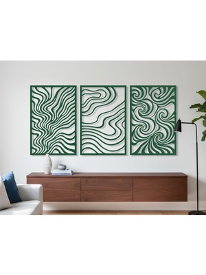 3 Parça Modern Geometrik Ahşap Duvar Tablosu Seti – Dekoratif Mdf Tablo