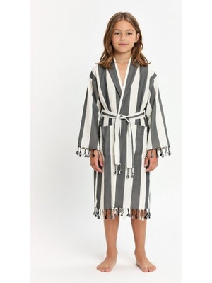 Mulberry Çocuk Striped Peştamal Bornoz %100 Pamuk Unisex