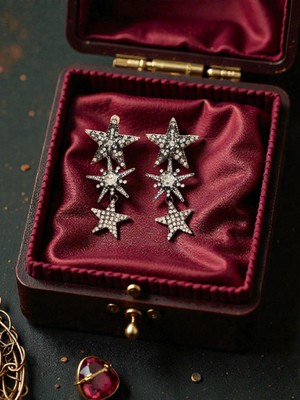 Mirada Jewelry Zirkon Taşlı Büyük Yıldız Kadın Küpe