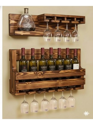 Masif Çam El Yapımı Şaraplık ve Kadeh Standı