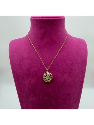 Mare Accessories Ay Yıldız Detaylı Madalyon Figürlü Gold Çelik Kolye