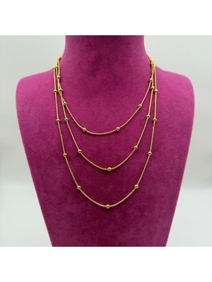 Mare Accessories Dorika Topçuk Çoklu Altın Rengi Çelik Kolye