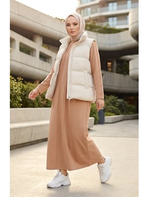 Sefa Merve Büyük Beden Iki Iplik Spor Elbise 12026-01 Bej