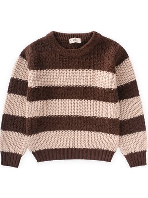 Cigit Selanik Çizgili Triko Kazak 2-8 Yaş Kahve