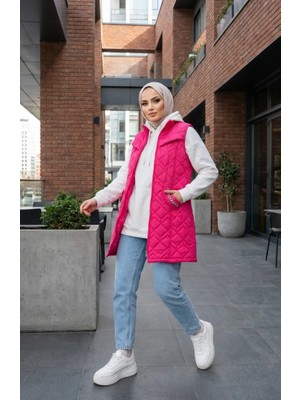 Sefa Merve Kapitone Yelek 4949-01 Fuşya