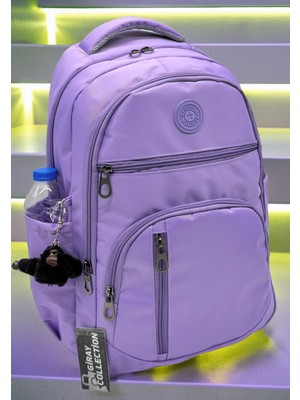 Su Geçirmez Kumaş Günlük Okul Sırt Çantası Okul Çantası MTC-1710 Lila