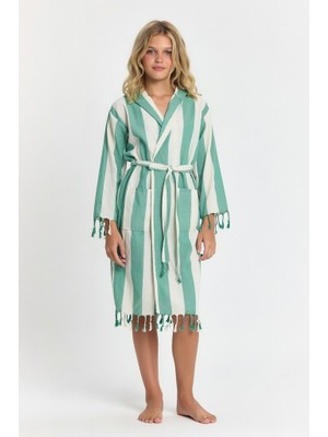 Mulberry Çocuk Striped Peştamal Bornoz %100 Pamuk Unisex