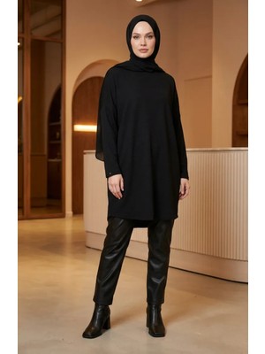 Rahat Kesim Mevsimlik Tunik Iç Göstermez Büyük Beden Tunik Anne Tunik 8766-A01 Siyah