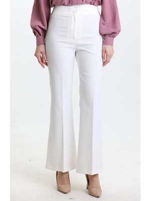 Beli Lastikli Ispanyol Paça Pantolon 4005-06 Ekru