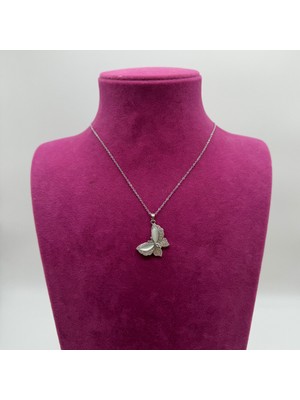 Mare Accessories Gümüş Renk Çelik Kelebek Figürlü Kolye
