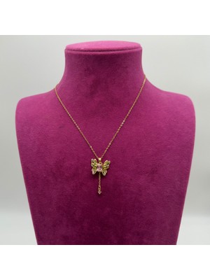 Mare Accessories Altın Rengi Kelebek Figürlü Sallantılı Çelik Kolye