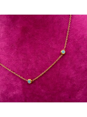 Mare Accessories Nazar Boncuklu Minimalist Gold Çelik Kolye - 45 cm