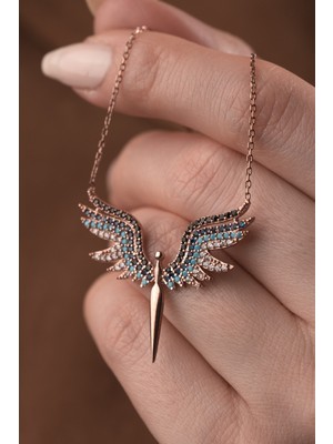 Two Arts Kadın 925 Ayar Gümüş Mikail Meleği Kolye | Hediye Kutusunda