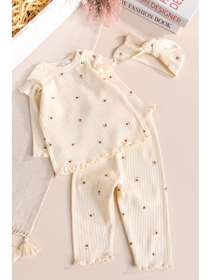 Babymod Çiçek Desenli Pamuklu 3'lü Kız Bebek Takım