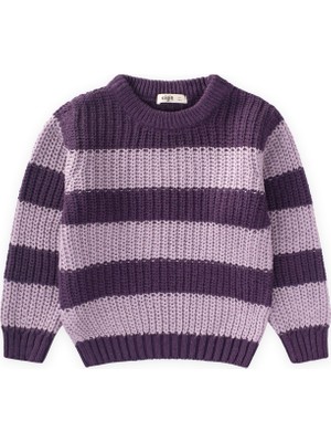 Cigit Selanik Çizgili Triko Kazak 2-8 Yaş Mor