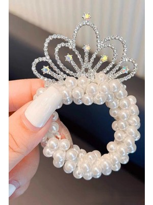 Efna Store Taç Figürlü Zirkon Taşlı Cinderella,balerin Prenses Toka,atkuyruğu,topuz Incili Çocuk Lastik Toka