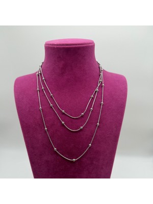 Mare Accessories Dorika Topçuk Çoklu Gümüş Rengi Çelik Kolye