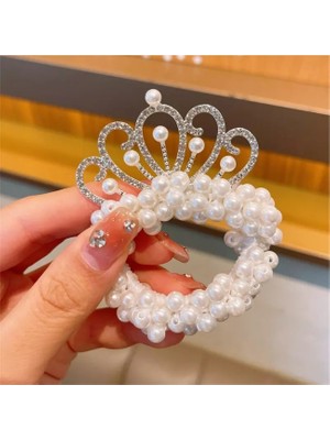 Efna Store Taç Figürlü Zirkon Taşlı Cinderella,balerin Prenses Toka,atkuyruğu,topuz Incili Çocuk Lastik Toka