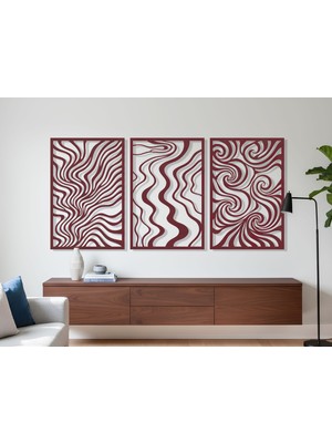 3 Parça Modern Geometrik Ahşap Duvar Tablosu Seti – Dekoratif Mdf Tablo