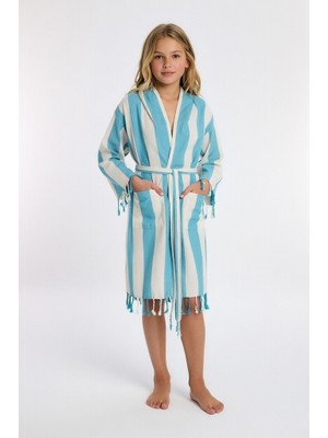 Mulberry Çocuk Striped Peştamal Bornoz %100 Pamuk Unisex